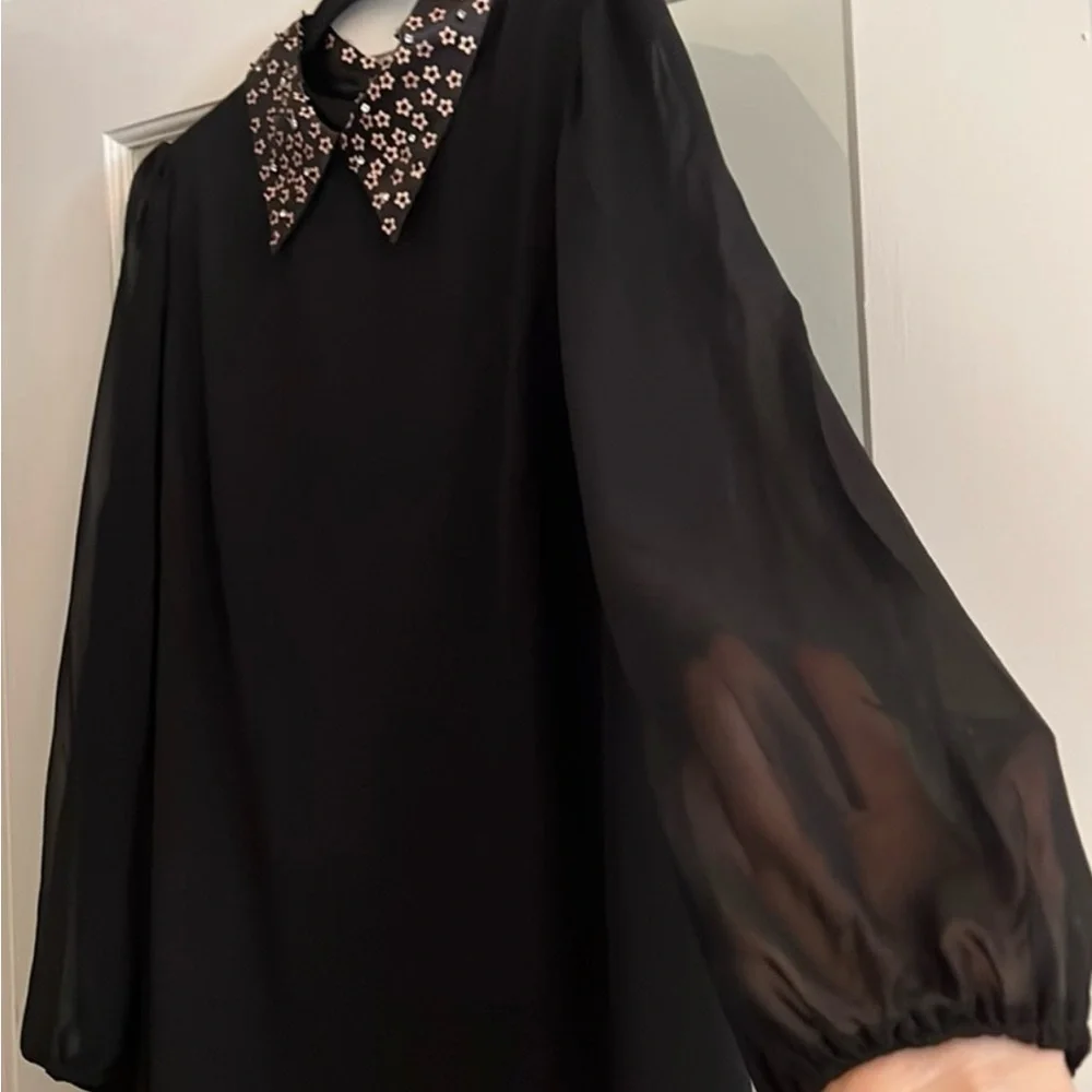 Betsey Johnson Cocktail Dress With Embellished Collar - Picture 12 of 14